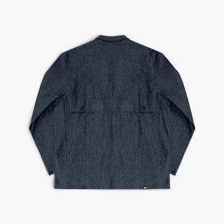 back view of ciele athletics CCJacket unisex running jacket from the Lifestyle Edition collection, in denim indigo color