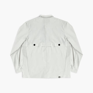 back view of ciele athletics CCJacket unisex running jacket from the Lifestyle Edition collection, in light grey color