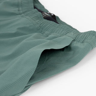 detail view of side pocket of the ciele athletics WRKShort unisex running and technical short from the Lifestyle Edition collection, in silver pine color