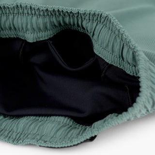 detail view of the hidden liner pocket of the ciele athletics WRKShort unisex running and technical short from the Lifestyle Edition collection, in silver pine color