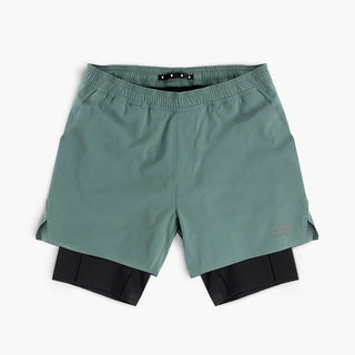 front view of ciele athletics WRKShort unisex running and technical short from the Lifestyle Edition collection, in silver pine color