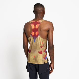 back view of the ciele athletics lightweight, race ready and performance driven singlet named RDSinglet in sphinx color, on a model