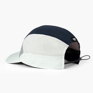 back view of the ciele athletics FTSCap unisex running hat with a curved brim in neutral grey color