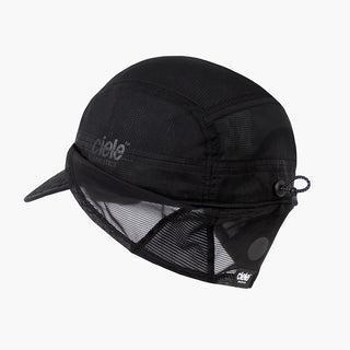 back view of ciele athletics GOCap solar unisex running hat from the Elite collection in shadowcast color, with the side shield unfolded