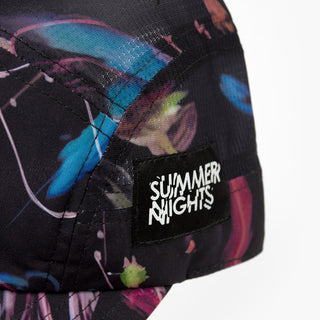 close up view of the patch on the ciele athletics GOCap unisex running hat in summer nights limited edition