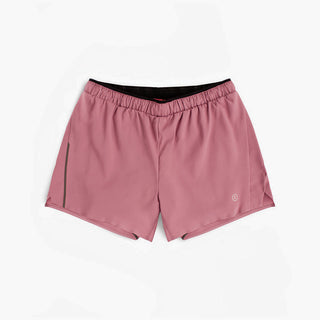 front view of ciele athletics DLYShort 4 inch with a long brief in deco rose color