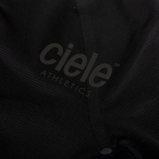 close up of the printed logo detail of the ciele athletics lightweight, race ready and performance driven T-Shirt for womens named RCDTShirt in shadowsphinx color