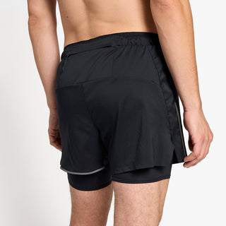 close back view of ciele athletics DLYShort 5 inch with a long brief in shadowcast color on a model