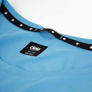 close view of the quick dry loop on the ciele athletics DLYTshirt lightweight and performance driven T-Shirt in dusty blue