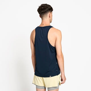 back view of ciele athletics FSTSinglet lightweight and performance driven singlet in deepspace on a model