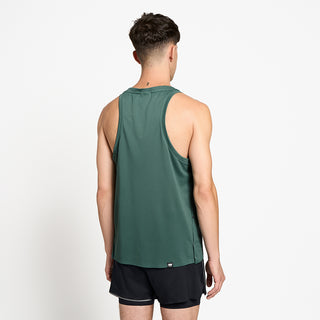 back view of ciele athletics FSTSinglet lightweight and performance driven singlet in silver pine on a model