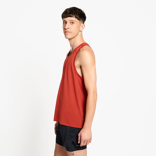 side view of ciele athletics FSTSinglet lightweight and performance driven singlet in clay on a model