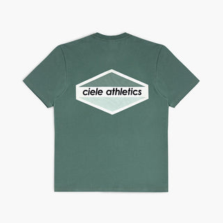 back view of ciele athletics unisex ORTShirt with up down logo in silver pine color