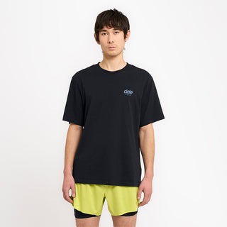 front view of ciele athletics unisex ORTShirt with athletics logo in ironcast color on a model