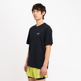 side view of ciele athletics unisex ORTShirt with athletics logo in ironcast color on a model