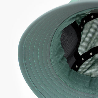 underbrim view of the ciele athletics GOBucket Comp Athletics unisex running bucket hat in silverpine color