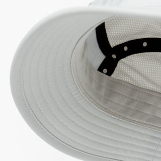 underbrim view of the ciele athletics GOBucket Comp Athletics unisex running bucket hat in light grey color