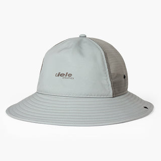 front view of the ciele athletics TRLBucket unisex running bucket hat in neutral grey color