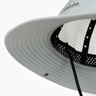 underbrim view of the ciele athletics TRLBucket unisex running bucket hat in neutral grey color