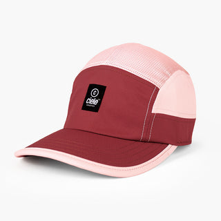 front view of ciele athletics GOCap C Classic C Plus Box unisex running hat in merlot peachskin color