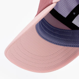 underbrim view of the ciele athletics FSTCap SC Field Iconic SL unisex running hat in deco rose light grape color