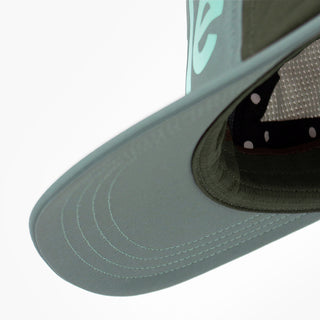 underbrim view of the ciele athletics GOCap unisex running hat in silver pine color