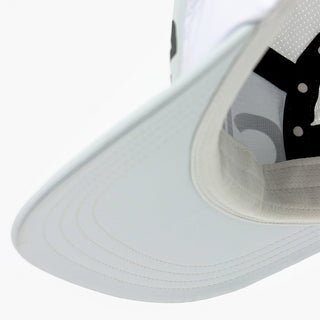 underbrim view of the ciele athletics GOCap Comp Century unisex running hat in lightgrey white color