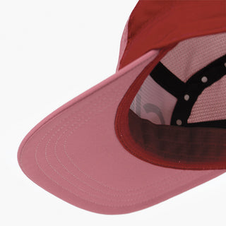 underbrim view of the ciele athletics GOCap Comp Century unisex running hat in deco rose merlot color