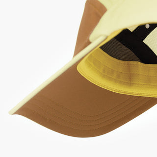 back view of ciele athletics FSTCap SC Comp Iconic VC unisex running hat in dark ochre sulfur color