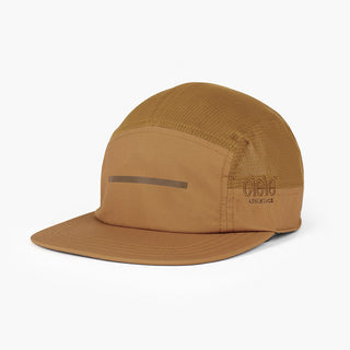 front view of ciele athletics GOCap Comp Bars unisex running hat in dark ochre color