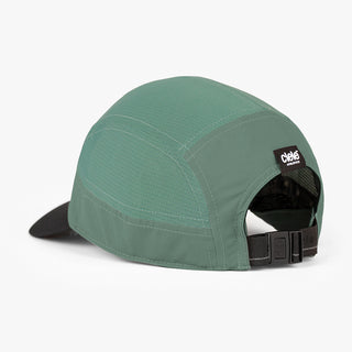 back view of ciele athletics GOCap Comp C cube unisex running hat in silver pine color