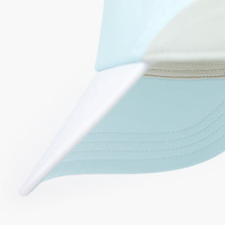 underbrim view of the ciele athletics FSTCap Comp Iconic VC unisex running hat in skyblue color