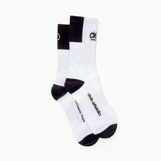 white socks with black accents on a white background