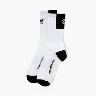 pair of white color socks with black accents on a white background