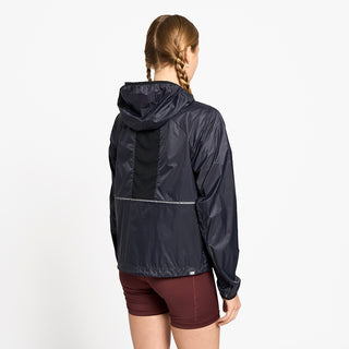 back view of ciele athletics VNTJacket lightweight running jacket for women in shadowcast color on a model