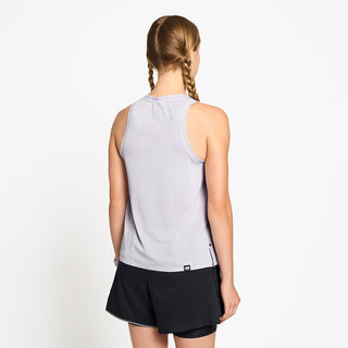 back view of ciele athletics FSTSinglet lightweight and performance driven singlet in misty lilac on a model