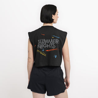 front view of ciele athletics unisex ORTnnk cropped from the summer nights limited edition collection, on a model