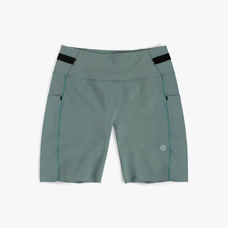 front view of ciele athletics FSTTight short running short in silver pine